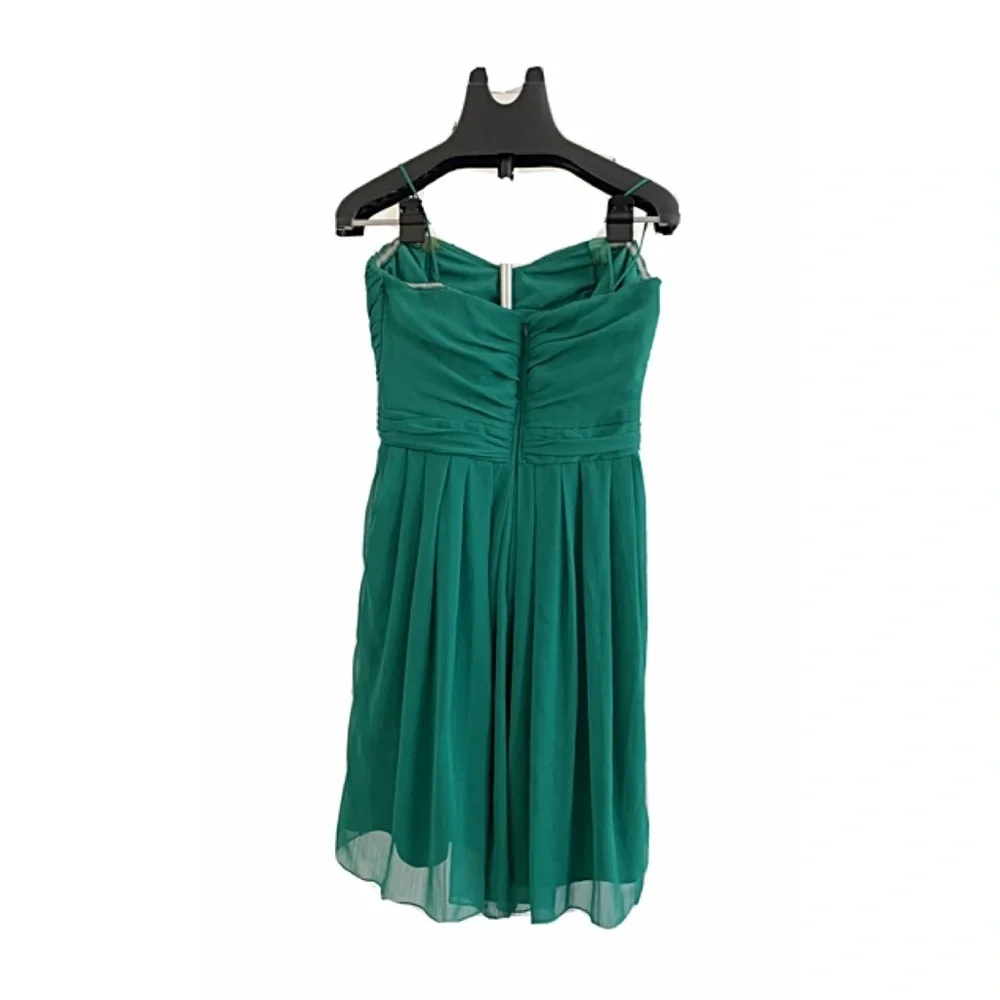✨ Badgley Mischka 10 Emerald Goddess Strapless Pleated Cocktail Dress | - Picture 2 of 7
